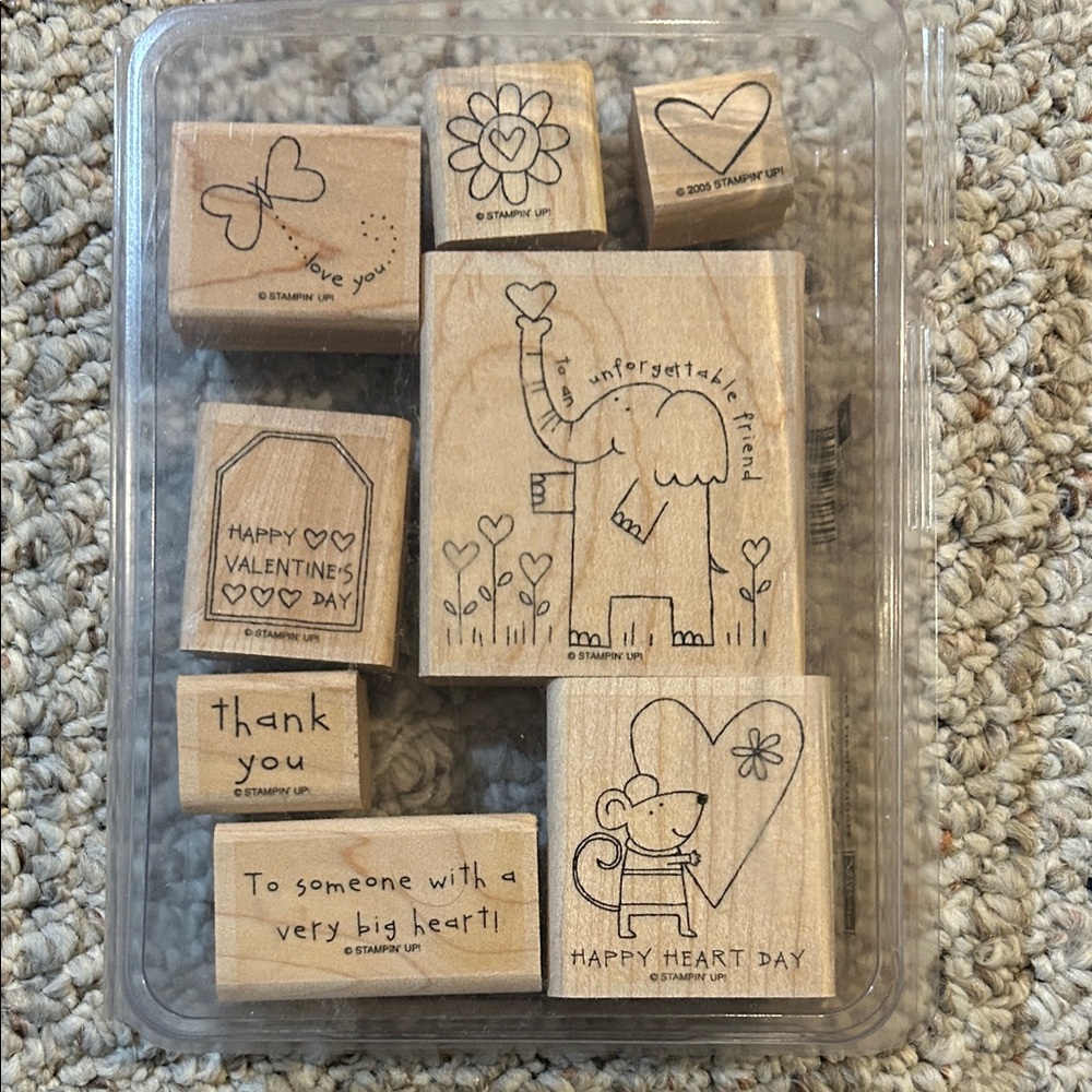 Stampin' Up! Wooden Love & Friend Stamps - Happy Heart Day-Natural Wood